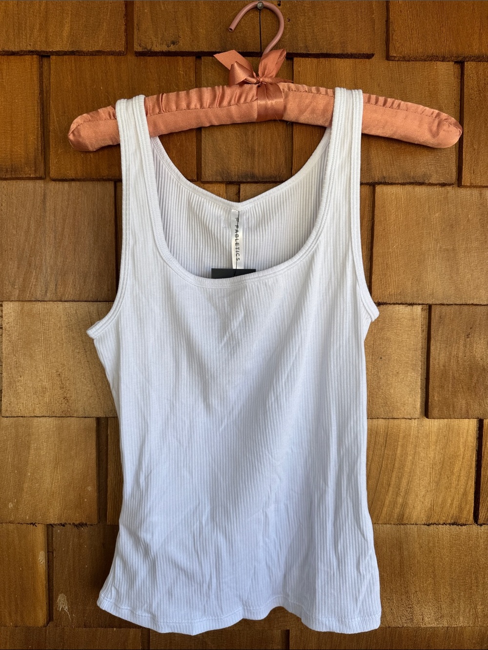 Fabletics White Ribbed Tank Top - Scoop Neck